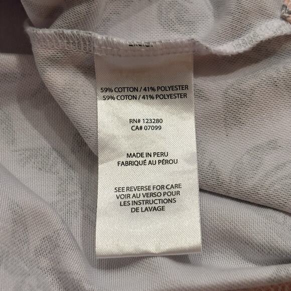 Travis Mathew Polo Shirt Men's Large All Over Palm Tree Print Gray Pale Orange - Picture 8 of 8